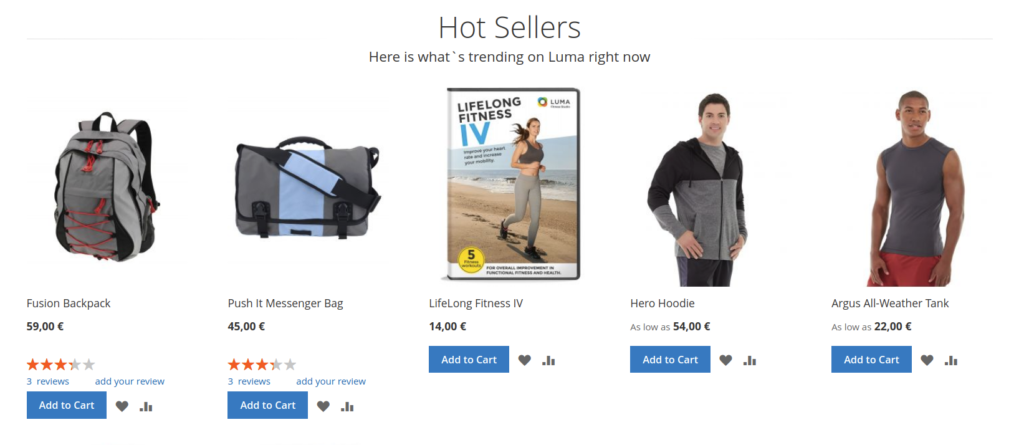 Produktliste im Magento 2 Demoshop